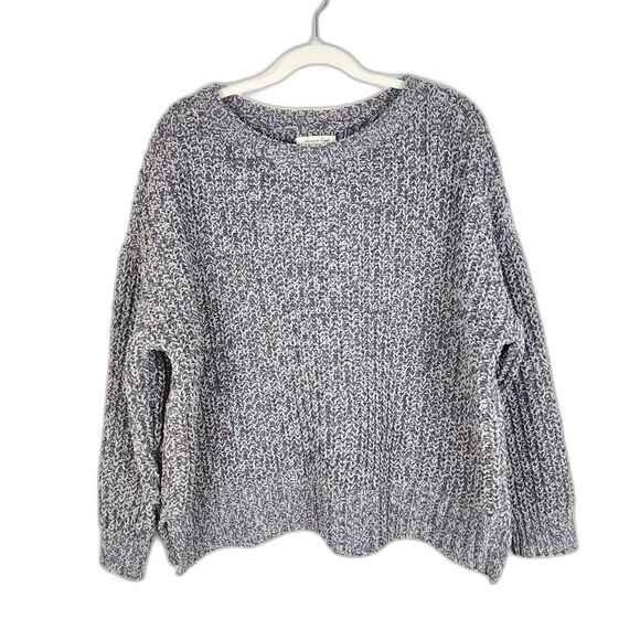 American Eagle Grey Chunky Cable Knit Cropped Sweater - Size S (Oversized Fit) - Picture 1 of 15